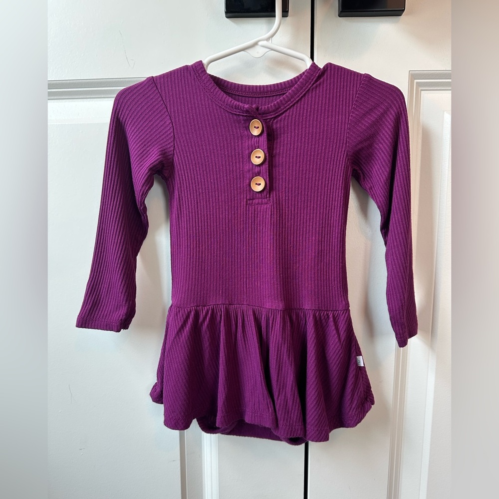 Posh Peanut Ribbed Twirl Bodysuit Orchid (Size 6-12 Mo)